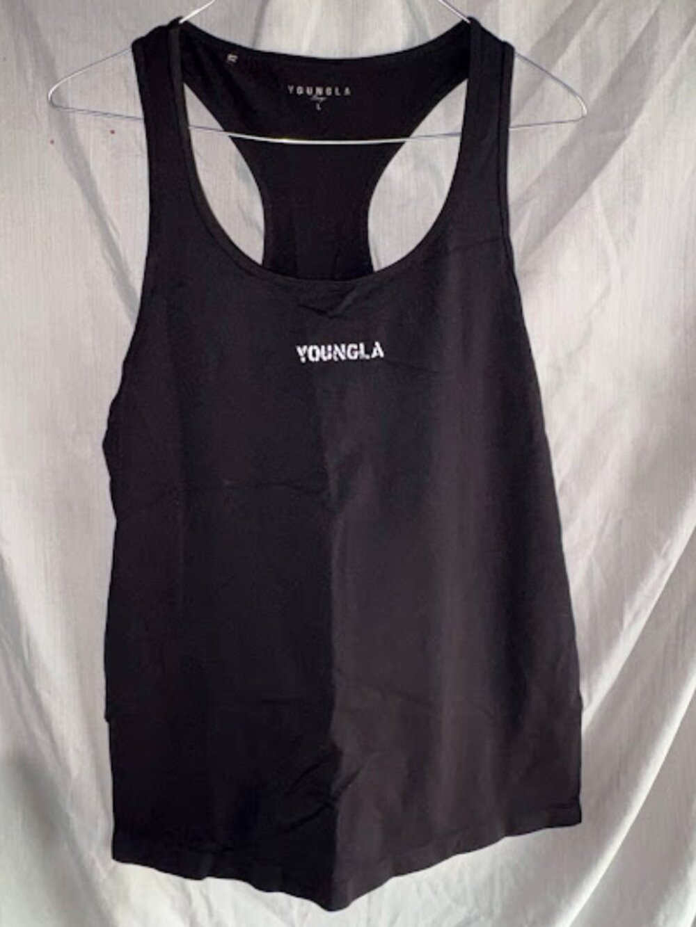 YoungLA Men’s Black Razorback Compression Gym Workout Tank Size Large